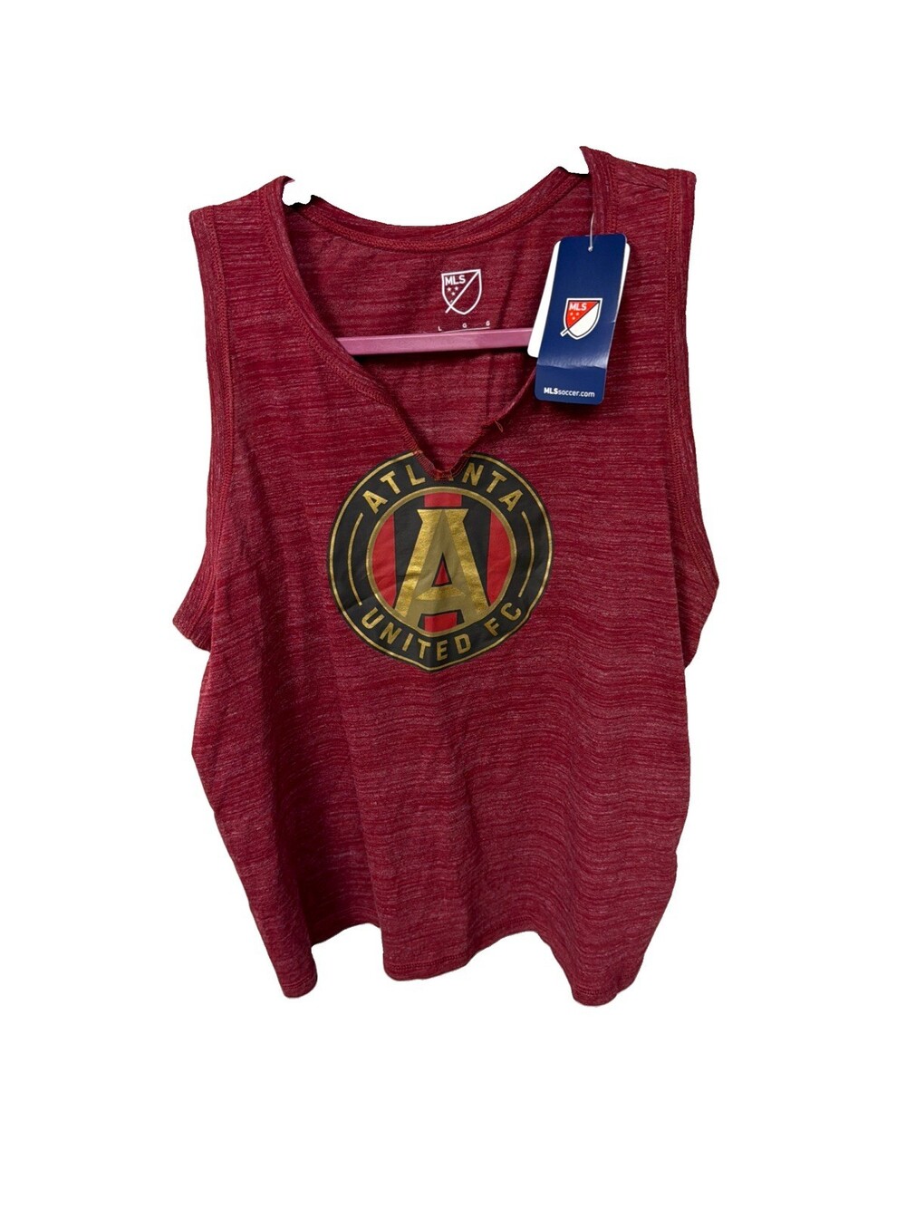 MLS Shirt Womens Large Tank Top Red Atlanta United FC Soccer Athletic NWT G0008